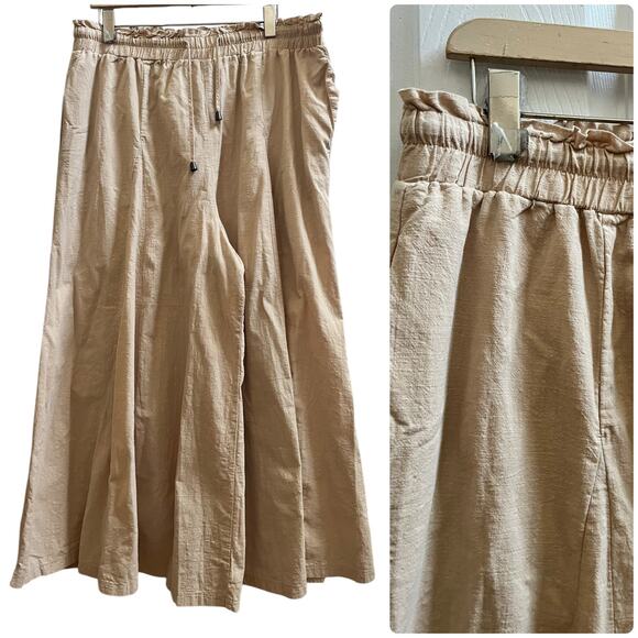 Scarlet Darkness Renaissance Pocket Wide Leg Palazzo Pants Size 2XL Beige - Picture 2 of 13